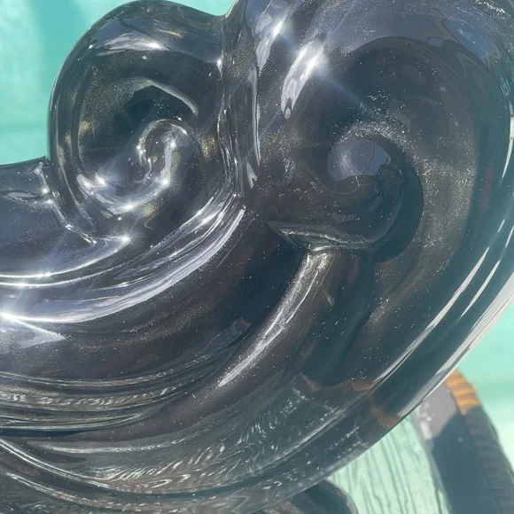 Ceramic Gloss Black Sculpture Statue Women's Fashion Hair Style Beauty Mermaid - Picture 6 of 16